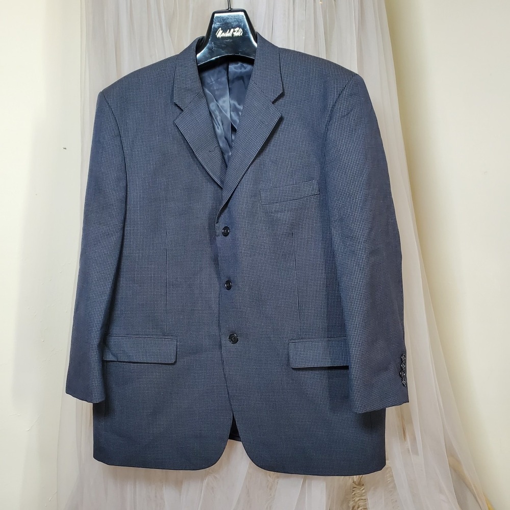 Claiborne Wool Charcoal Houndstooth Blazer Suit Jacket 48 R Career Dark Acadamia